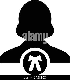 Gesetz Symbol Vektor weibliche Benutzer person Profil avatar Symbol für Gerechtigkeit in flachen Farbe glyphe Piktogramm Abbildung Stock Vektor
