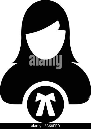 Gesetz Symbol Vektor weibliche Benutzer person Profil avatar Symbol für Gerechtigkeit in flachen Farbe glyphe Piktogramm Abbildung Stock Vektor