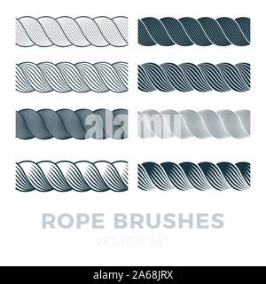 Seil bürsten Rahmen, dekorative schwarze Linie mit Text. Starke Schnur oder Draht Elemente. Vektor Flat Style cartoon Seil Abbildung auf weißen Ba isoliert Stock Vektor