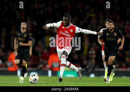 Emirates Stadium, London, UK. 24 Okt, 2019. UEFA Europa League Fußball, Arsenal gegen Vitoria De Guimaraes; Nicolas Pepe von Arsenal-redaktionelle Verwendung Credit: Aktion plus Sport/Alamy leben Nachrichten Stockfoto