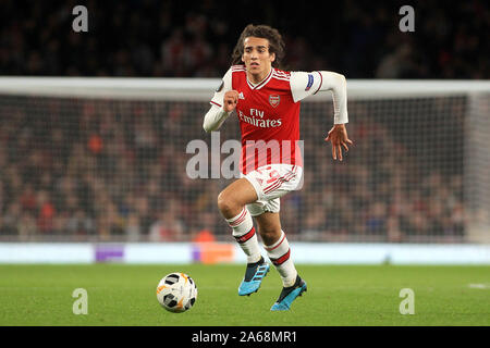 London, Großbritannien. 24 Okt, 2019. Matteo Guendouzi von Arsenal in Aktion. UEFA Europa League, Gruppe F, Arsenal v Vitoria SC im Emirates Stadium in London am Donnerstag, den 24. Oktober 2019. Dieses Bild dürfen nur für redaktionelle Zwecke verwendet werden. Nur die redaktionelle Nutzung, eine Lizenz für die gewerbliche Nutzung erforderlich. Keine Verwendung in Wetten, Spiele oder einer einzelnen Verein/Liga/player Publikationen. pic von Steffan Bowen/Andrew Orchard sport Fotografie/Alamy Live news Credit: Andrew Orchard sport Fotografie/Alamy leben Nachrichten Stockfoto