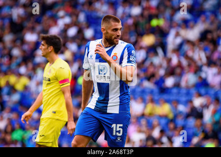 BARCELONA - Okt 20: David Lopez spielt in der Liga Match zwischen RCD Espanyol und Villarreal CF RCDE Stadion am 20. Oktober 2019 in Barcelona Stockfoto