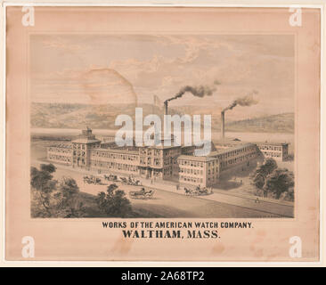 Werke des amerikanischen Watch Company, Waltham, Mass. Stockfoto