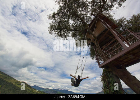 Die Schaukel am Ende der Welt, Casa de Arbol, Baños de Agua Santa, Ecuador Stockfoto