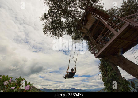 Die Schaukel am Ende der Welt, Casa de Arbol, Baños de Agua Santa, Ecuador Stockfoto