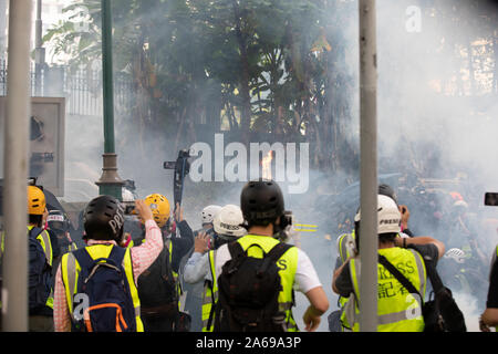 Hong Kong Proteste 20. Oktober anti-Maske und anti Proteste fortsetzen Stockfoto