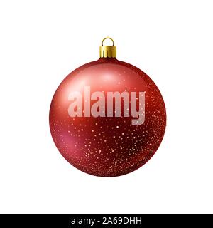 Red christmas Ball mit Gold funkelt auf weißem Hintergrund Stock Vektor