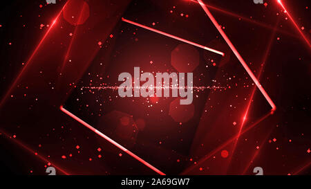 Red virtuelle Zusammenfassung Hintergrund Raum Tunnel mit neon-line Leuchten. Realität Platz Portal arch Tunnel. Spektrum lebhafter Farben Lasershow. Stockfoto