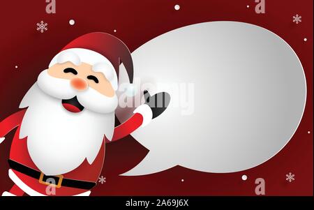 Papier kunst von Santa Claus mit Bubble Rede etwas sagen, Handwerk Stil, frohe Weihnachten und ein glückliches Neues Jahr Stock Vektor