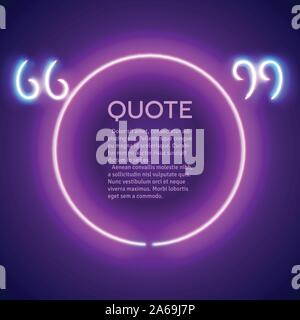 Retro neon leuchtenden Anführungszeichen frame Stock Vektor