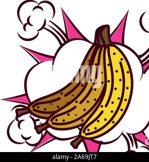 Frisches Obst Bananen cluster Pop Art Stil Stock Vektor