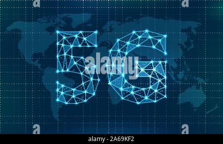 5G Neues drahtloses Internet WLAN-Verbindung. Globales Netzwerk mit hoher Geschwindigkeit Innovation Datenrate der Verbindung Technologie - Illustration Vektor Stock Vektor