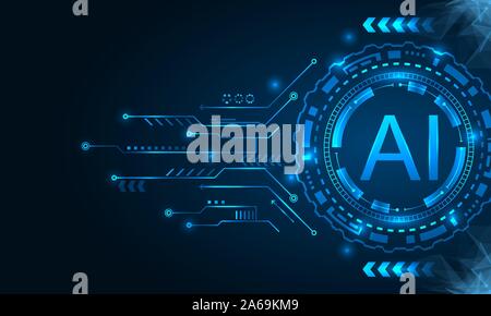 Künstliche Intelligenz mit HUD-Elemente. AI und Machine Learning Konzept - Illustration Vektor Stock Vektor