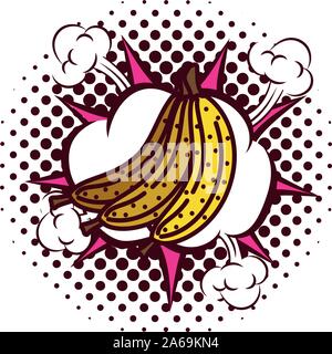 Frisches Obst Bananen cluster Pop Art Stil Stock Vektor