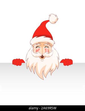 Santa Claus Zeichentrickfigur mit sauberen Blatt. Der leere Raum für Ihren Text - Illustration Vektor Stock Vektor