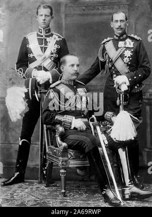 Prinz Andreas, Nicholas, und King Constantinos von Griechenland 3 18 1913 Stockfoto