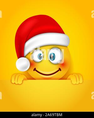 Weihnachten Fröhlich heiter Emoticon in Santa Hut - Illustration Vektor Stock Vektor
