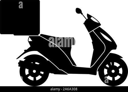 Lieferung Motorrad Silhouette auf weißem Hintergrund Blick von der Seite Stock Vektor
