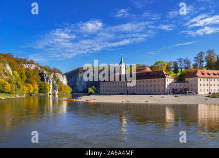 Kloster Weltenburg auf der Donau-Durchbruch, Donau, Niederbayern, Bayern, Deutschland, Europa Stockfoto