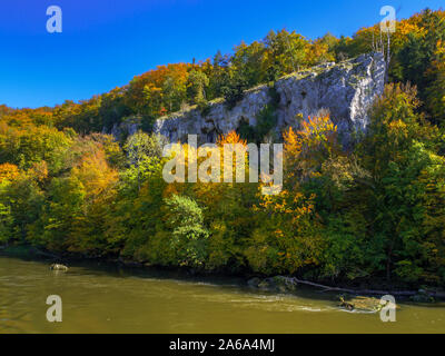 Donau Gorge Nature Reserve, Weltenburger Enge bei Weltenburg Kloster in der Nähe von Kelheim, Niederbayern, Bayern, Deutschland, Europa Stockfoto