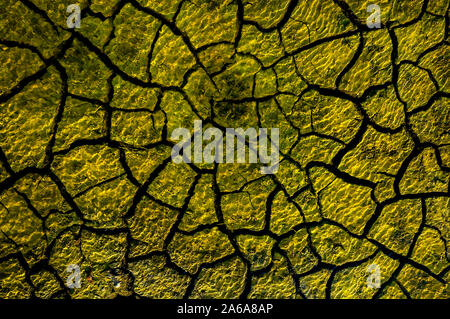 Dürre, trockene, rissige Erde, kein Regen, Naturkatastrophen infolge eines langen Sommers in Ost-java, Indonesien Stockfoto