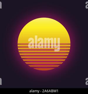 Sonnenuntergang vektor Icon im Retro 80er Jahre Stil. Stock Vektor