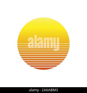 Sonnenuntergang vektor Icon im Retro 80er Jahre Stil. Stock Vektor