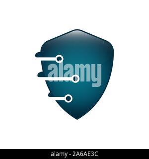 Shield Technology logo Vektorgrafik Design. Shield guard Technologie logo Vektorgrafik Stock Vektor