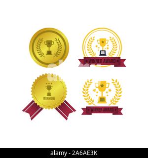 Golden Award badge Vektor Bild. Golden Award Gewinner Emblem vektor design Stock Vektor