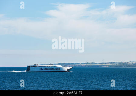 Schnellfaehre vor Bornholm, Ostsee Stockfoto