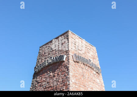 Gaithersburg, Maryland/USA - Oktober 18, 2019: Kupfer Canyon Grill Logo auf ihren Hauptrestaurant Niederlassung in Gaithersburg, MD. Stockfoto