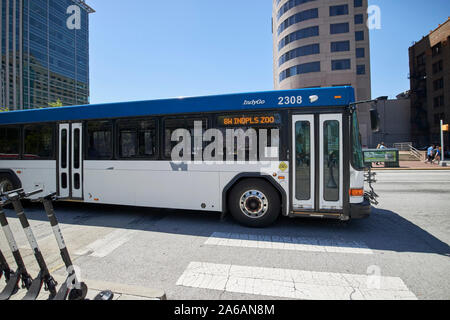 Indygo öffentliche Verkehrsmittel Bus Service in Downtown Indianapolis Indiana USA Stockfoto