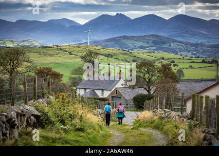 Blick von Legananny Dolmen in Mourne Mountains Co.Down Stockfoto