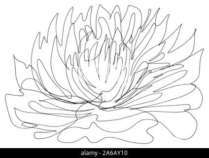 Einzigartige Linie Kunst Zeichnung Lotusblume. Die mystische Reinheit der Lotus, der Aufklärung Symbol: Ruhe, Harmonie und Mitgefühl. Bereit zur Farbe. Stock Vektor