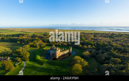 Luftaufnahme von Caerlaverock Castle, Dumfries and Galloway, Schottland Stockfoto