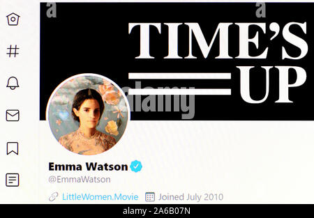 Twitter Seite (24.10.2019) Emma Watson Stockfoto