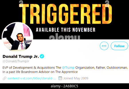 Twitter Seite (24.10.2019) Donald Trump jr. Stockfoto