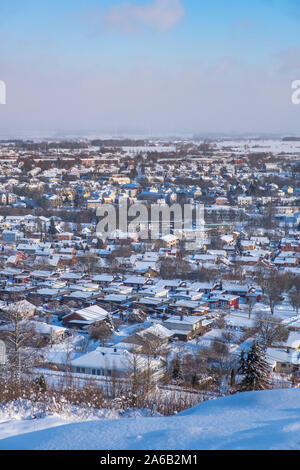 Vy över en vintrigt stad Ich Schweden, Falköping Stockfoto