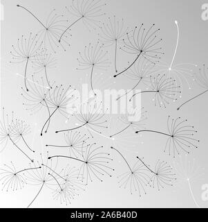 Hand gezeichnet. Vintage paper Art Abbildung mit schwarzen Löwenzahn auf weichen, weißen Hintergrund. Abstrakte Zier floral background. Löwenzahn in Stock Vektor