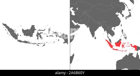 Karte von Indonesien mit Standort auf asiatische Karte Stock Vektor