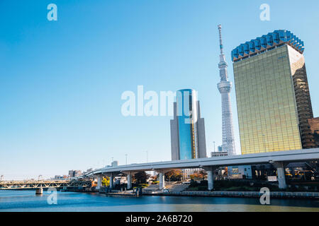 Tokyo City Skyline und Sumida River in Japan Stockfoto