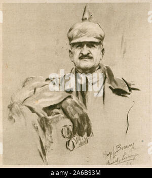 Bleistift Skizze 1916, General Alexander Adolf August Karl von linsingen der deutschen Armee an der Ostfront mit Russland geboten datiert. Geboren 10. Februar 1850 vom 5. Juni 1935 gestorben Stockfoto