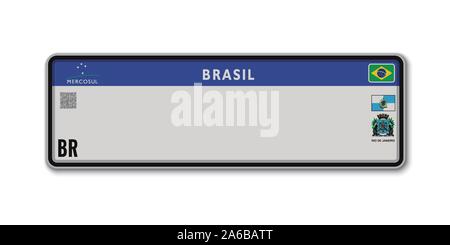 Auto Kennzeichen. Kfz-Lizenz von Brasilien Stock Vektor
