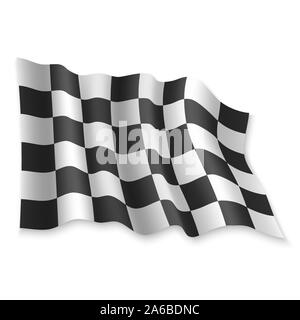 3D Realistische winken Race Flag auf weißem Hintergrund Stock Vektor