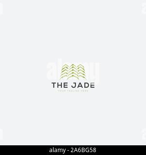 Die Jade apartment Logo Design mit 3 Bäume logo Stock Vektor