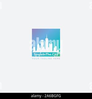 „Single in the City“-Logo und „Dallas Skyline“-Logo Stock Vektor