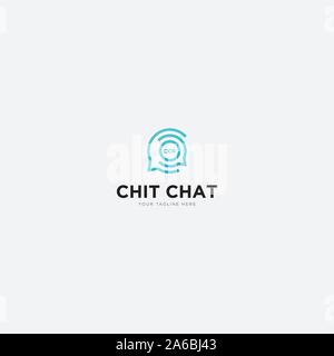 Chit Chat Logo Design mit Strichzeichnungen und Buchstaben c. Stock Vektor