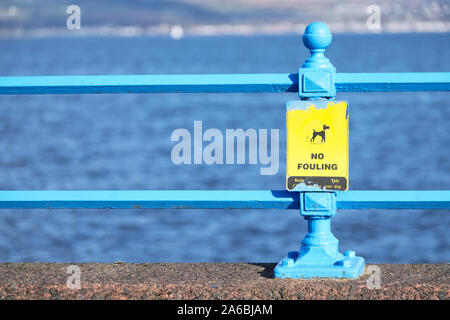 Kein Hundekot Zeichen an der Strandpromenade am Meer Stockfoto