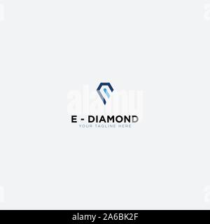 E-Commerce Symbol Diamant Logo Design Buchstabe e Stock Vektor