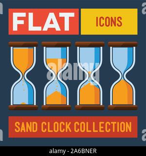 Satz von flachen Sand Uhren Stock Vektor